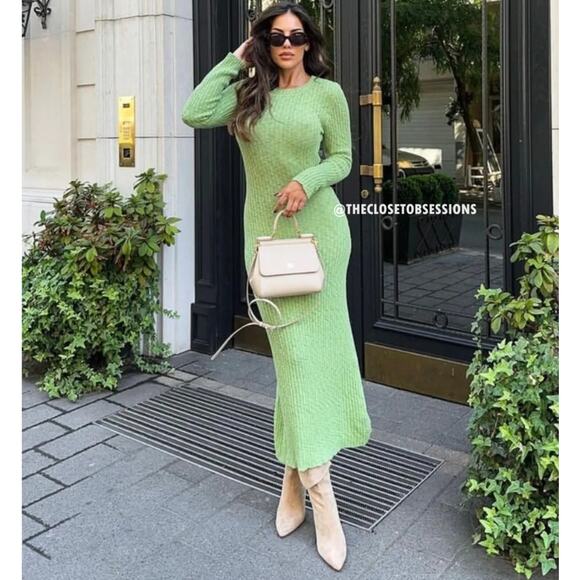 MANGO Ribbed Knit Maxi Dress 💚✨ NWT | Size 8 - Picture 8 of 16